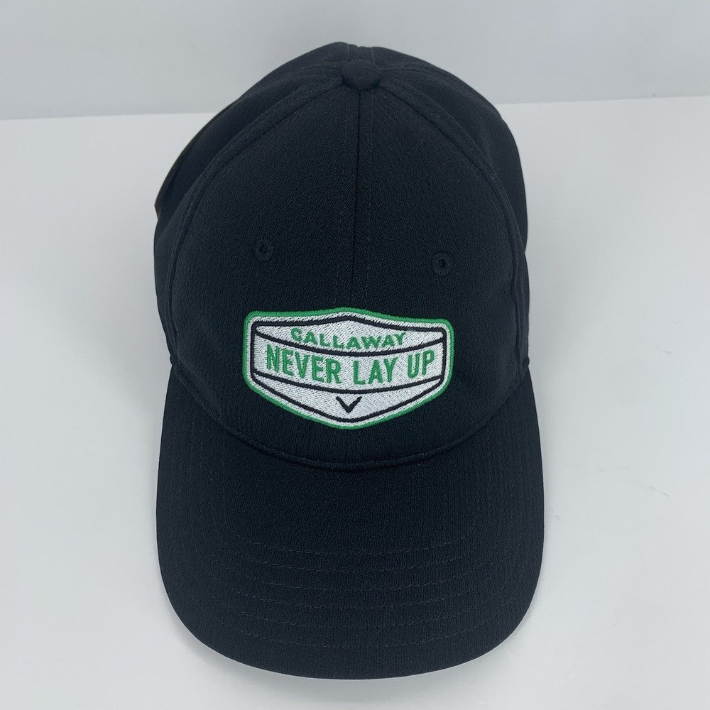 Callaway Golf Hat Never Lay Up Black Green Adjustable Baseball Cap NEW